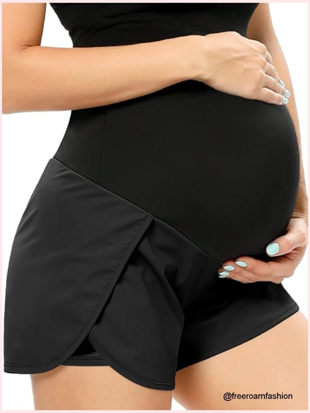 Maternity Workout Shorts Over Belly High Rise Stretch Fabric Casual